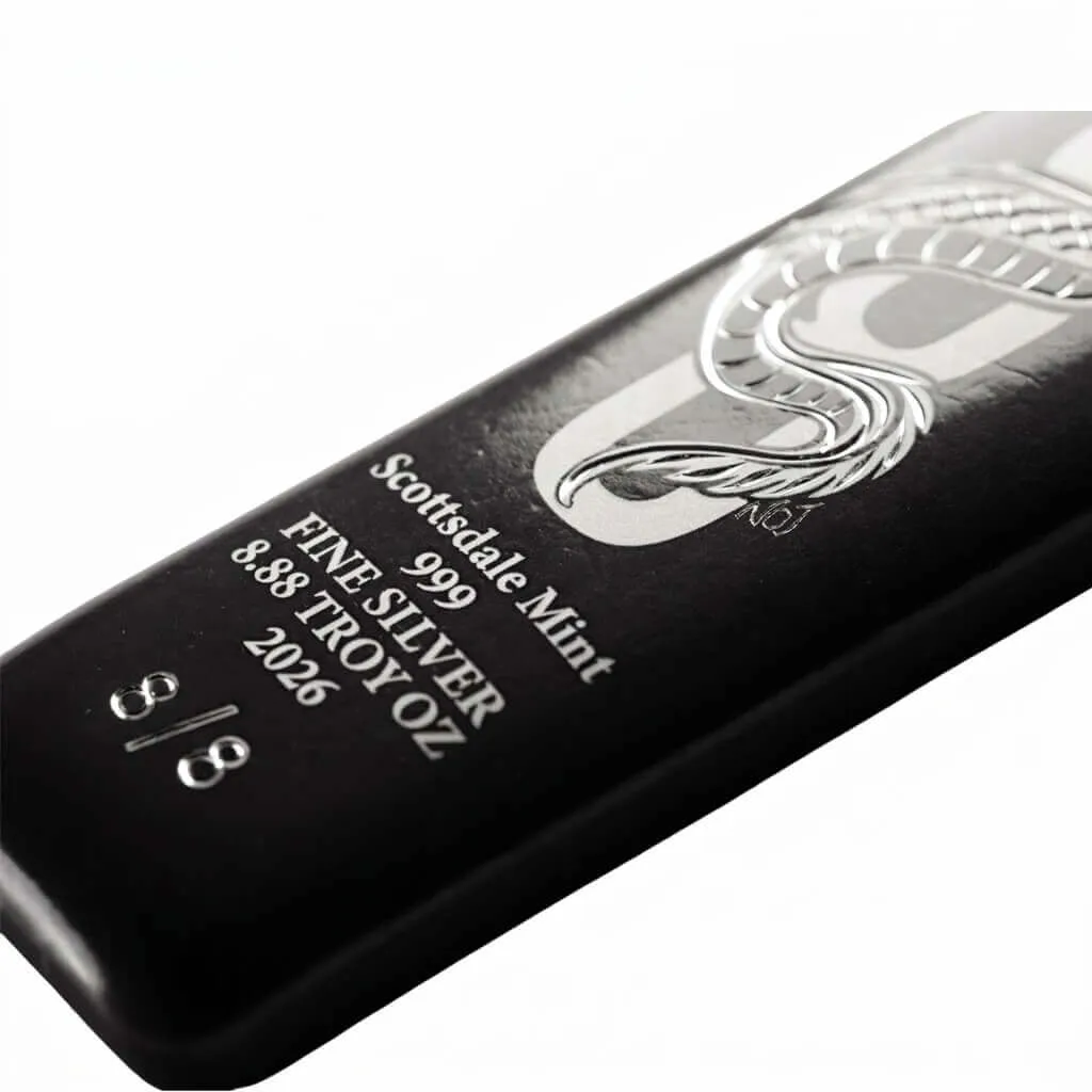 マルカジトブローチ 2026 Lucky Dragon 8.88 oz Hand Engraved Silver Antiqued Bar Serial