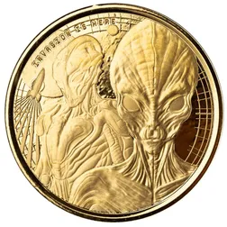 2023 Scottsdale Mint Ghana Alien Invasion Is Here Tenth Troy Ounce 9999 Fine Gold Proof Like Coin Obverse