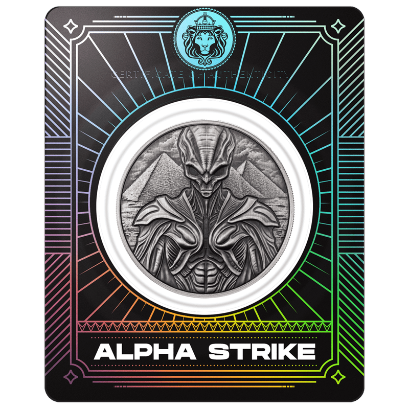 2025 Samoa Alien Architects 1 oz Silver Antiqued Coin Alpha Strike