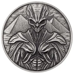 2025 Samoa Alien Architects 1 Oz Silver Antiqued Coin Obverse