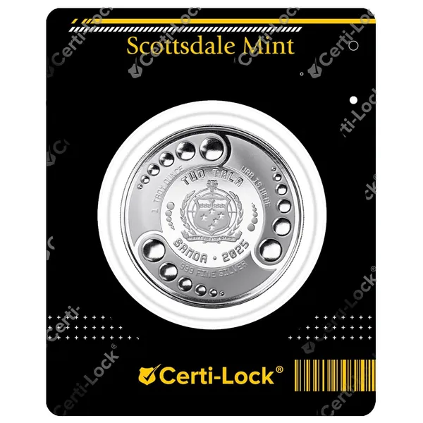 2025 Samoa Alien Architects 1 Oz Silver Colorized Coin Certilock Back