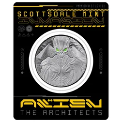 2025 Samoa Alien Architects 1 Oz Silver Colorized Coin Certilock Front