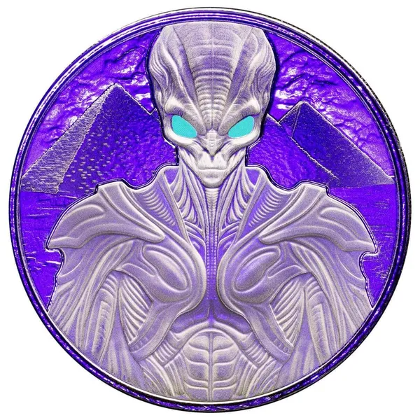 2025 Samoa Alien Architects 1 Oz Silver Colorized Coin Obverse Uv