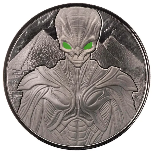 2025 Samoa Alien Architects 1 Oz Silver Rhodium Plated Coin Obverse