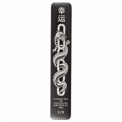2026 Lucky Dragon 8.88 oz Hand Engraved Silver Antiqued Bar Serial