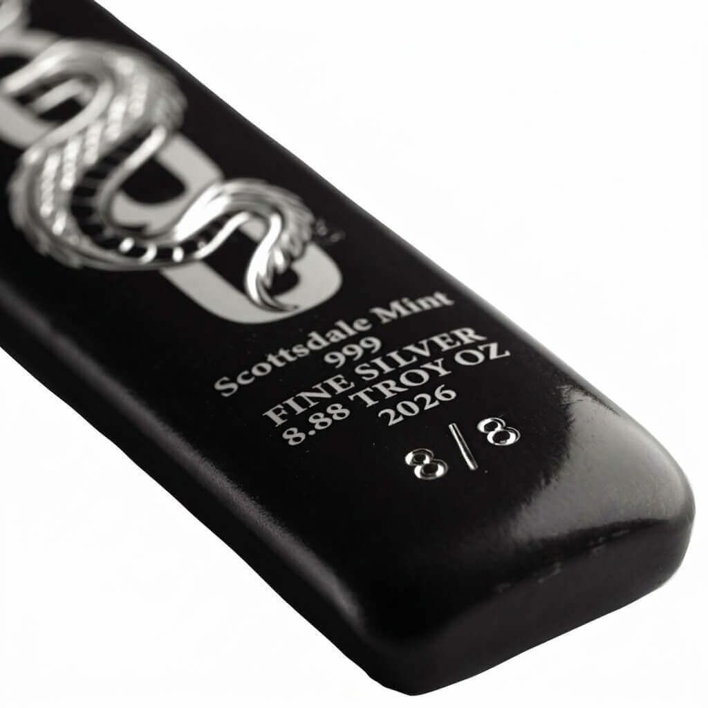 2026 Lucky Dragon 8.88 oz Hand Engraved Silver Antiqued Bar Serial
