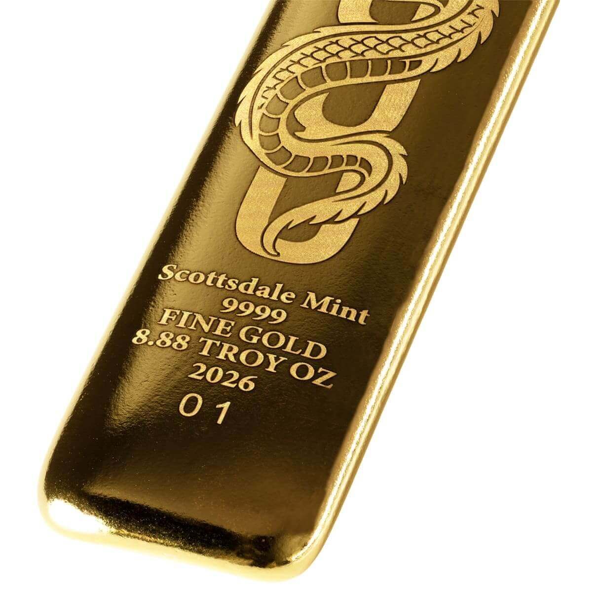 2026 Lucky Dragon 8.88 oz Gold Bar | Scottsdale Mint
