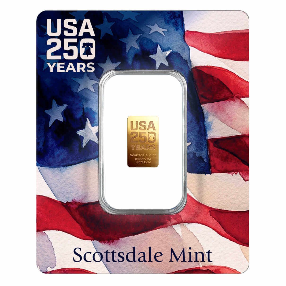 250th | USA 250 Years 1/100th oz Gold Bar CL250TH | Scottsdale Mint