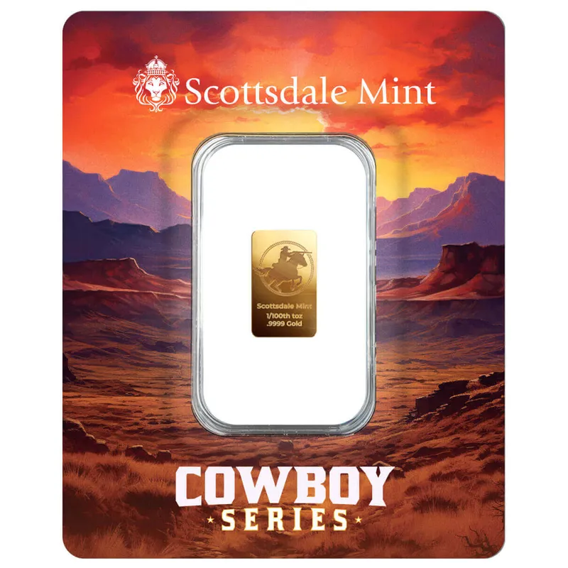 Cowboy Rifleman 1 100 Oz Gold Bar Certilock Front