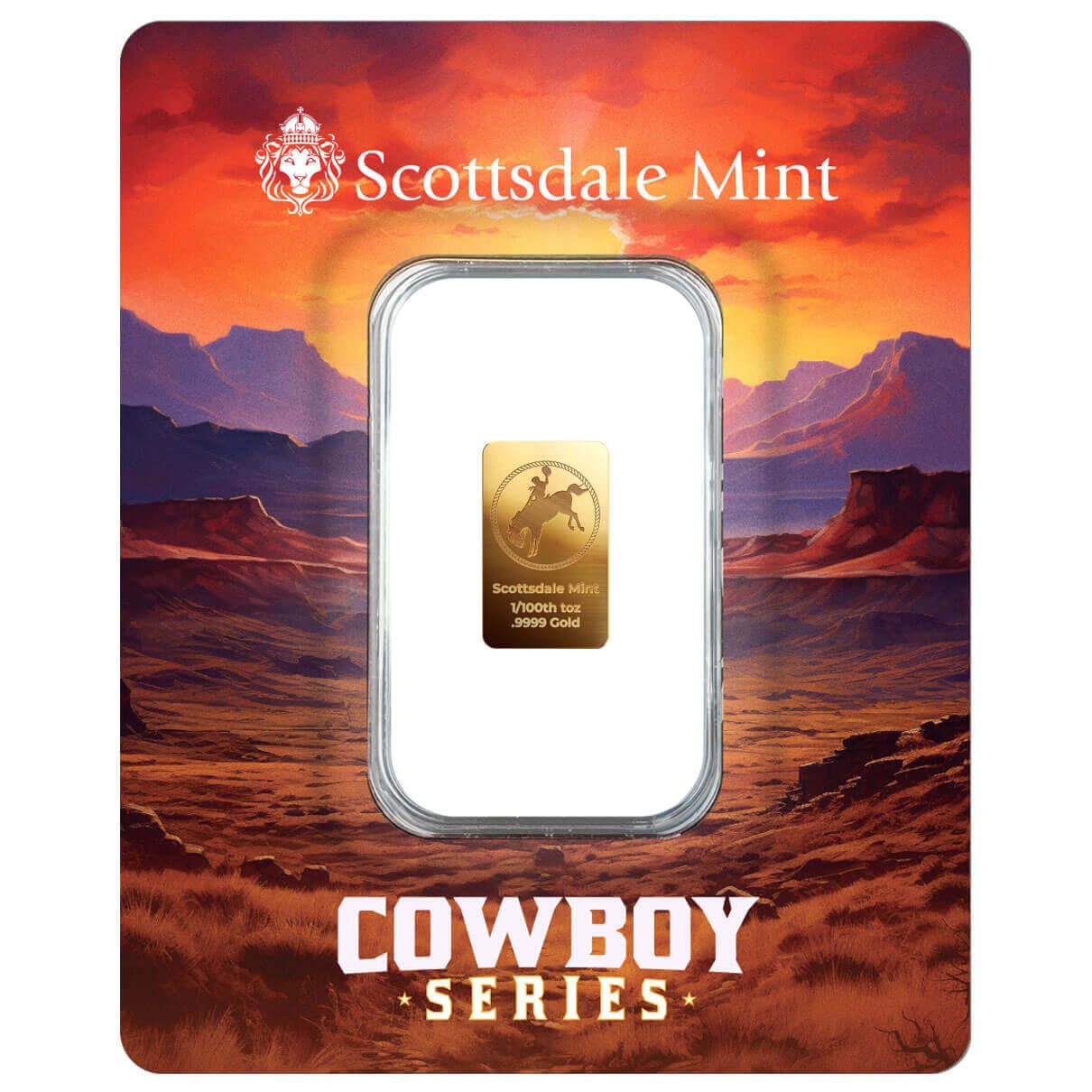 Scottsdale Cowboy | Version Two 1/100th oz Gold Bar in Certi-Lock