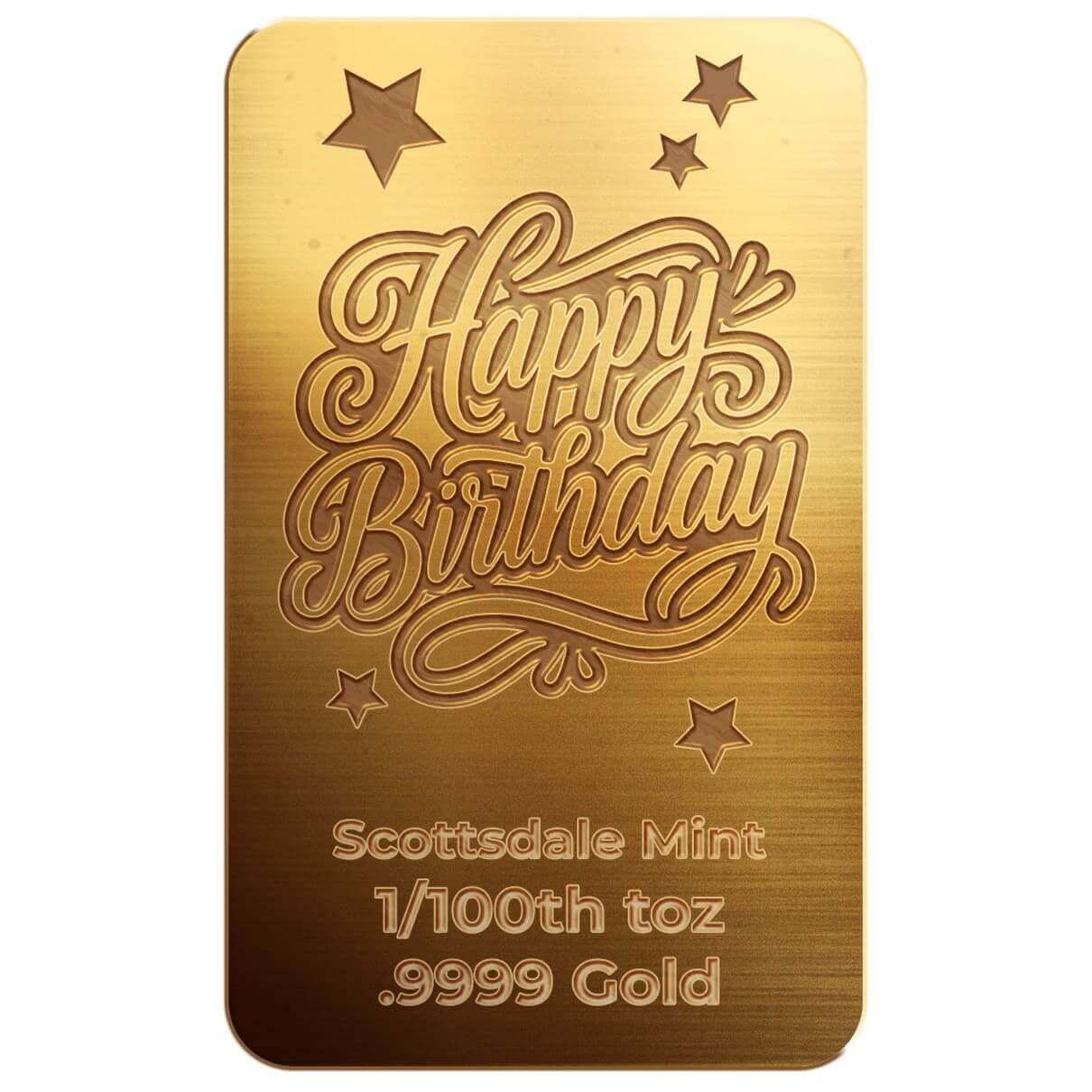 Happy Birthday | Birthday Stars 1&frasl;100th oz Gold Bar CLHB1