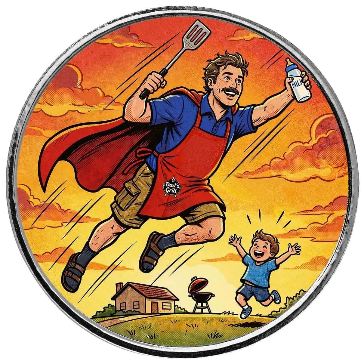 Father’s Day | Superhero Dad 1 oz Silver Colorized Round