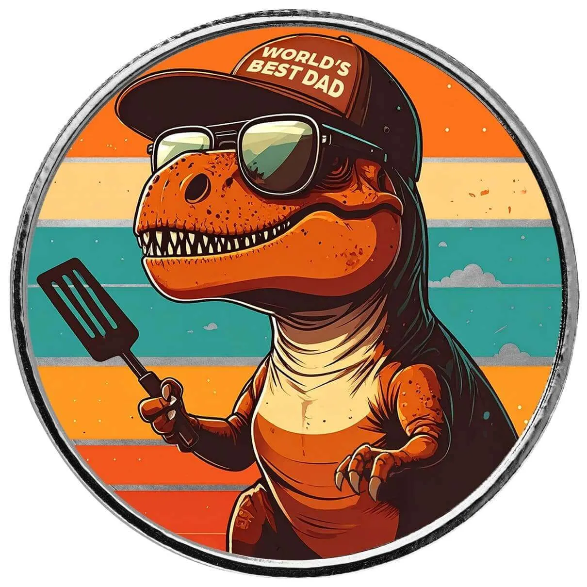 Father’s Day | World’s Best Dino Dad 1 oz Silver Colorized Round