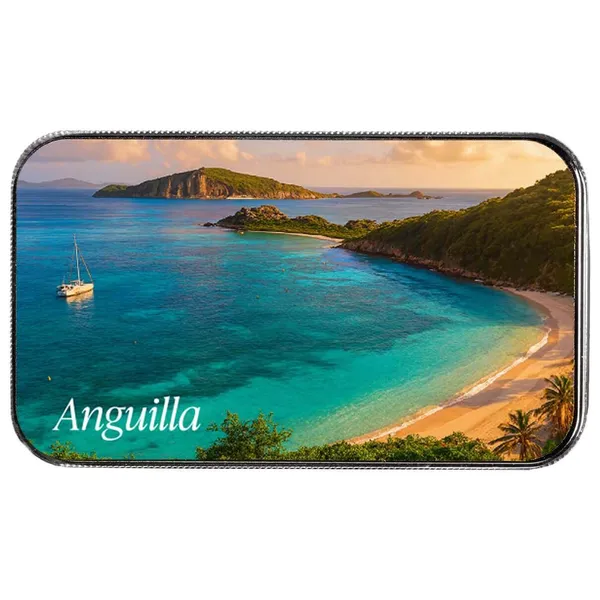2025 Ec8 Anguilla Savannah Beach 1 Oz Silver Colorized Coin Bar Front