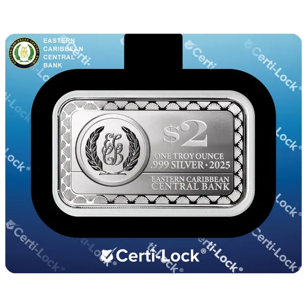 2025 Ec8 Antigua Barbuda Sailing Ships 1 Oz Silver Colorized Coin Bar Certilock Back