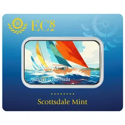 2025 Ec8 Antigua Barbuda Sailing Ships 1 Oz Silver Colorized Coin Bar Certilock Front