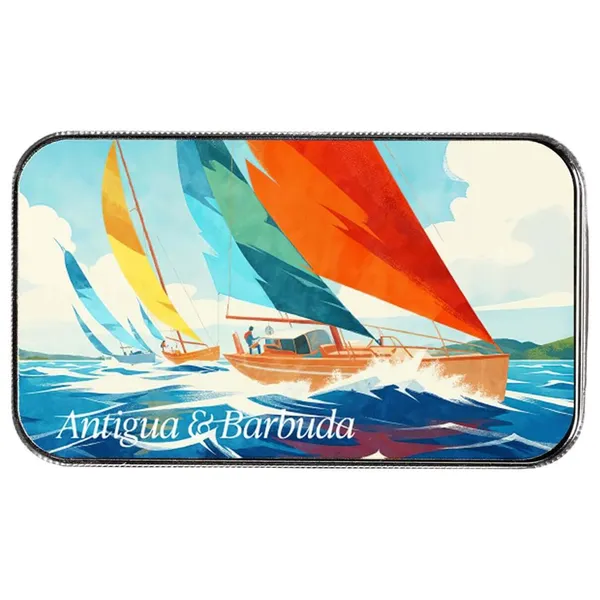 2025 Ec8 Antigua Barbuda Sailing Ships 1 Oz Silver Colorized Coin Bar Front