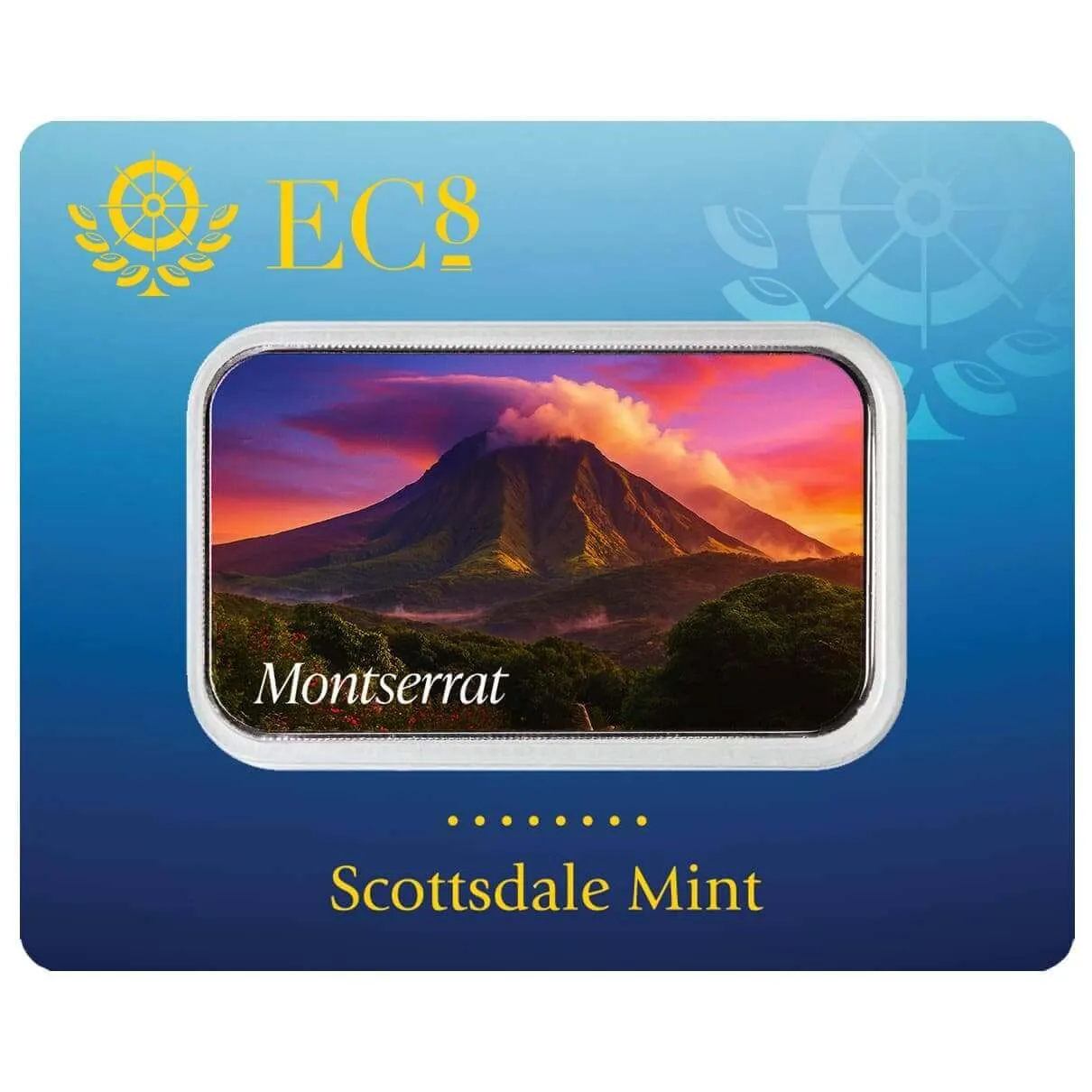 2025 EC8 Montserrat | Volcano 1 oz Silver Colorized Coin Bar