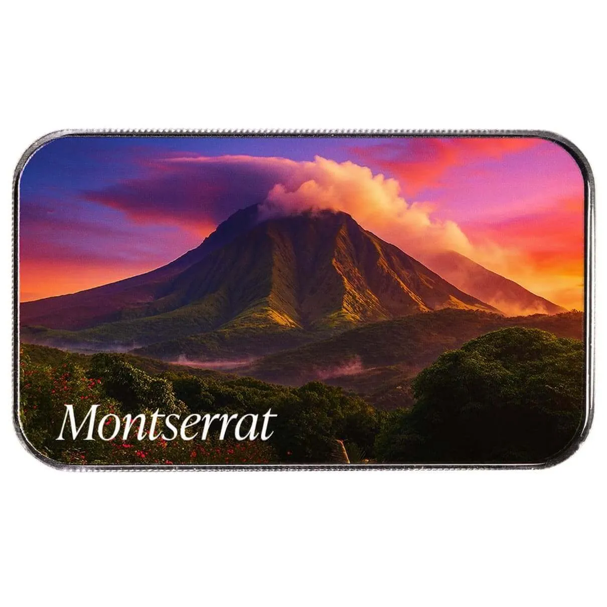 2025 EC8 Montserrat | Volcano 1 oz Silver Colorized Coin Bar