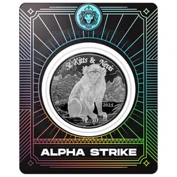 2025 Ec8 St. Kitts Nevis Green Vervet Monkey 1 Oz Silver Coin Alpha Strike Front