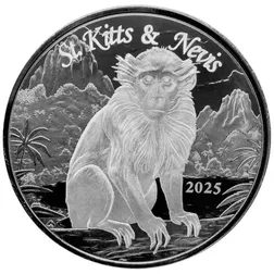 2025 Ec8 St. Kitts Nevis Green Vervet Monkey 1 Oz Silver Coin Obverse