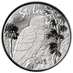 2025 Ec8 St. Lucia African Grey Parrot 1 Oz Silver Coin Obverse