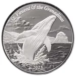 2025 Ec8 St. Vincent The Grenadines Humpback Whale 1 Oz Silver Coin Obverse