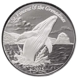 2025 Ec8 St. Vincent The Grenadines Humpback Whale 1 Oz Silver Coin Obverse