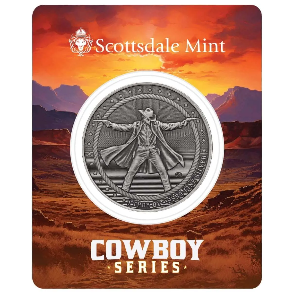 Scottsdale Cowboy | Gunslinger 1 oz Silver Antiqued Round in Certi-Lock