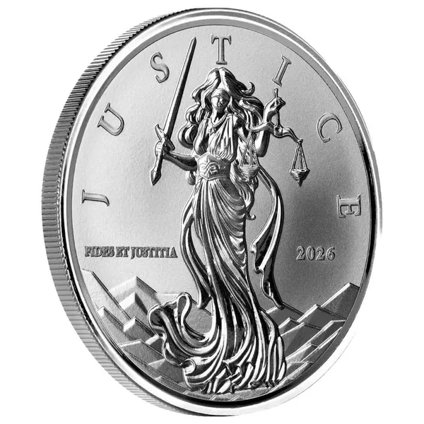 2026 Niue Lady Justice 1 Oz Silver Coin 3 4 View
