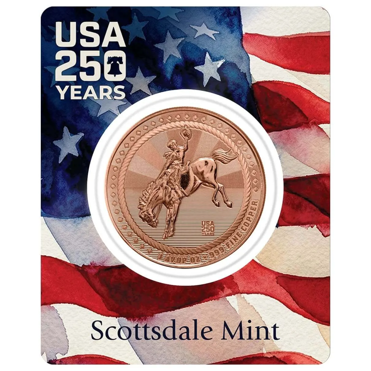 Scottsdale Cowboy with 250th Privy 1 oz Copper Round