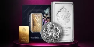 Gold and silver bars and coins