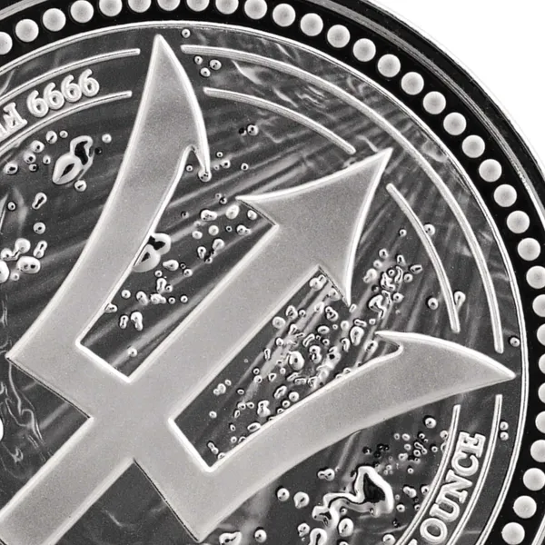2026 Barbados Trident 1 Oz Silver Coin Obverse Macro