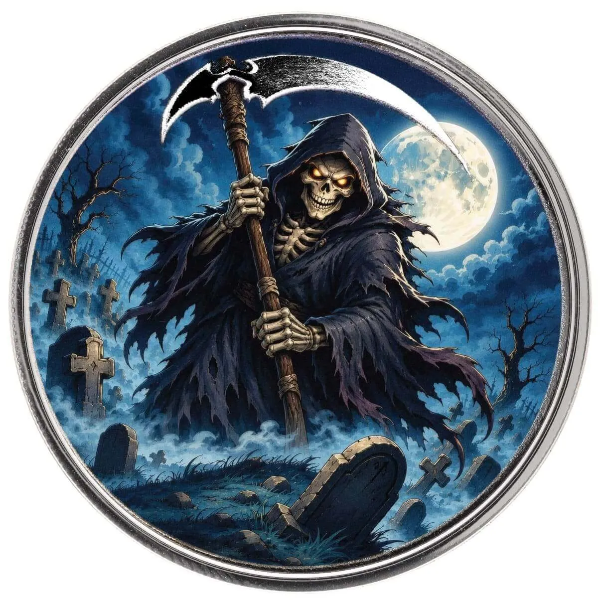 2026 Halloween | Grim Reaper 1 oz Silver Colorized Round