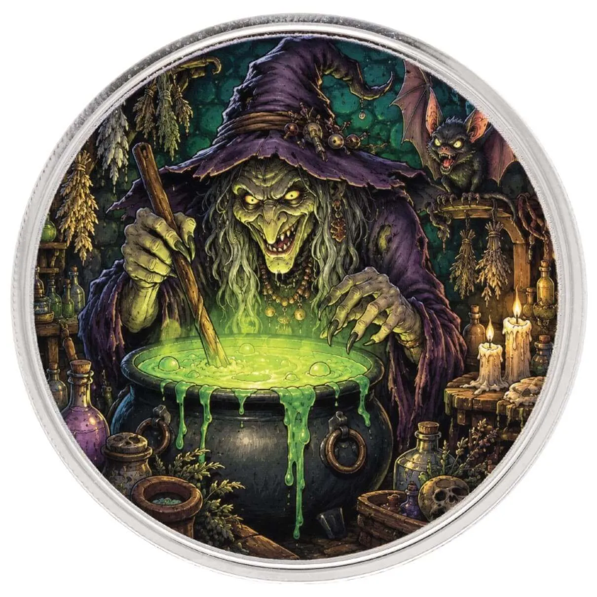 2026 Halloween | Witch’s Brew 1 oz Silver Colorized Round