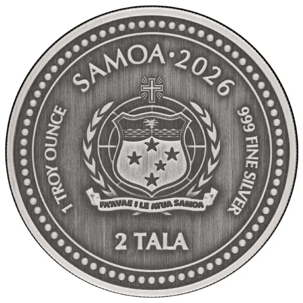 2026 Samoa Seahorse 1 Oz Silver Antiqued Coin Reverse