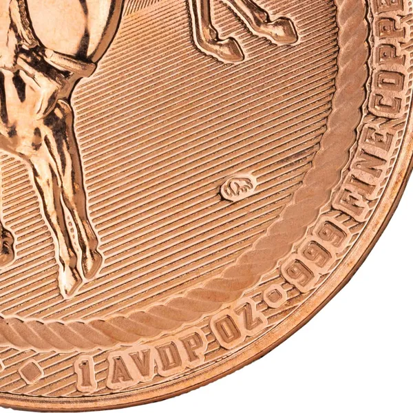 Scottsdale Cowboy With Buffalo Privy 1 Oz Copper Round Obverse Macro