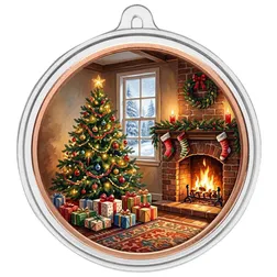 1 Oz Copper Colorized Christmas By The Fireplace Ornament
