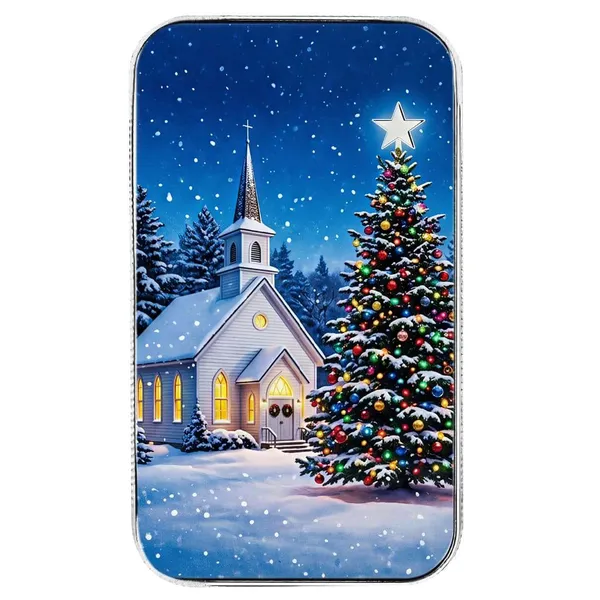 1 Oz Silver Colorized Christmas Church Bar