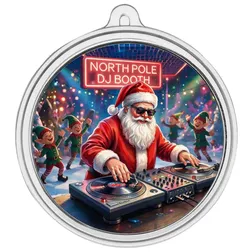 1 Oz Silver Colorized Dj Santa Round Ornament