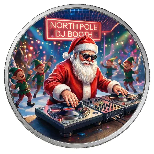 1 Oz Silver Colorized Dj Santa Round