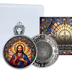 1 Oz Silver Colorized Iridescent Jesus Round Full Set