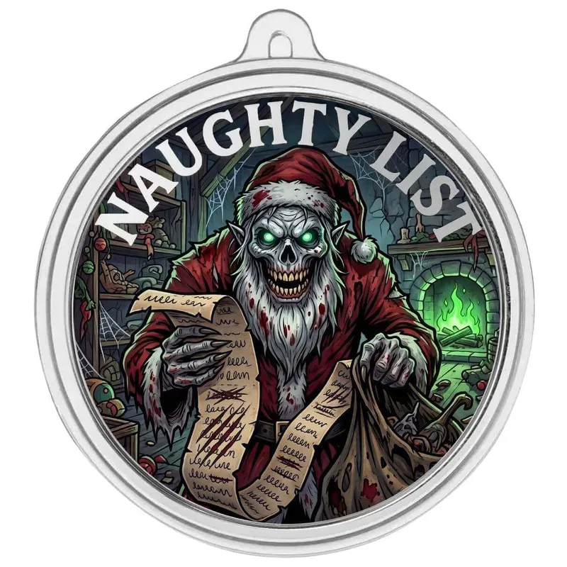 1 Oz Silver Colorized Naughty List Ornament
