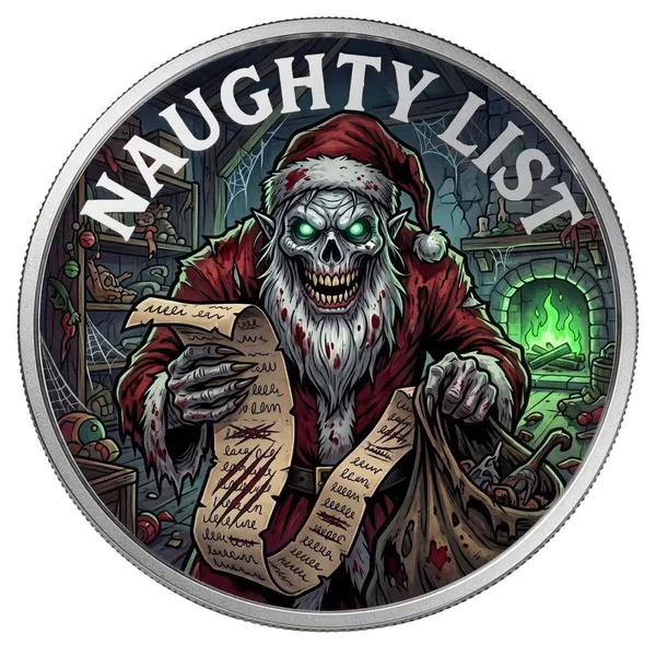1 Oz Silver Colorized Naughty List Round