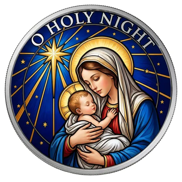 1 Oz Silver Colorized O Holy Night Round