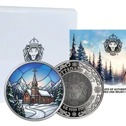 1 Oz Silver Colorized Raised Ink Chapel Round Full Set