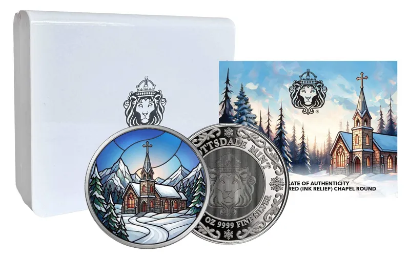 1 Oz Silver Colorized Raised Ink Chapel Round Full Set