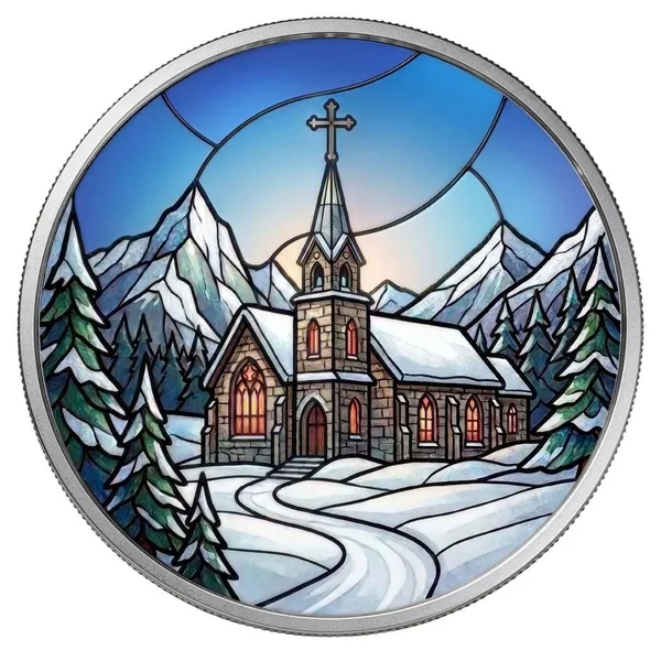 1 Oz Silver Colorized Raised Ink Chapel Round