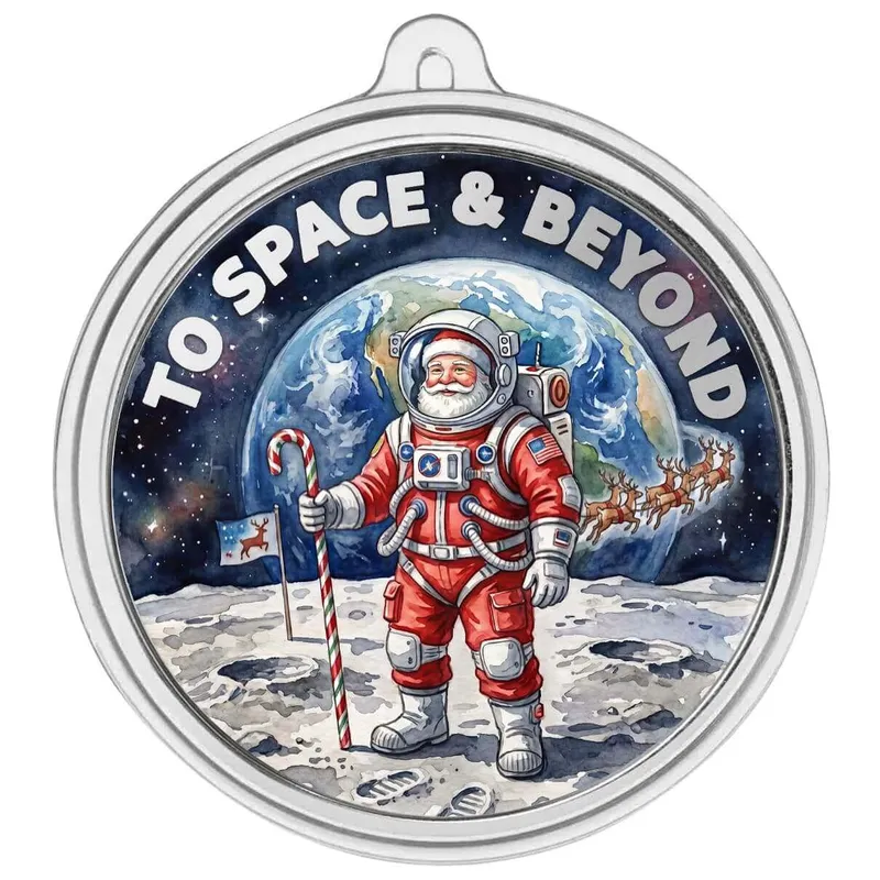 1 Oz Silver Colorized Santa The Astronaut Ornament