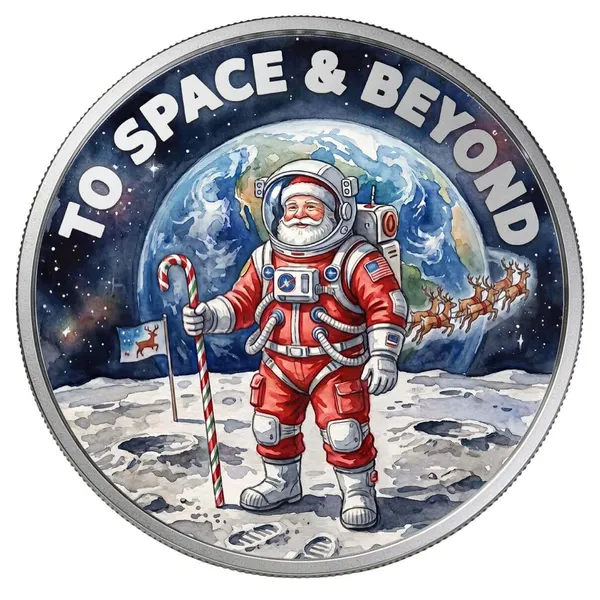 1 Oz Silver Colorized Santa The Astronaut Round